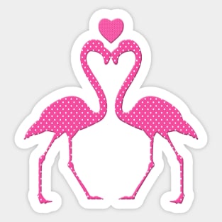 Pink Polka Dot Flamingo With A Heart Sticker